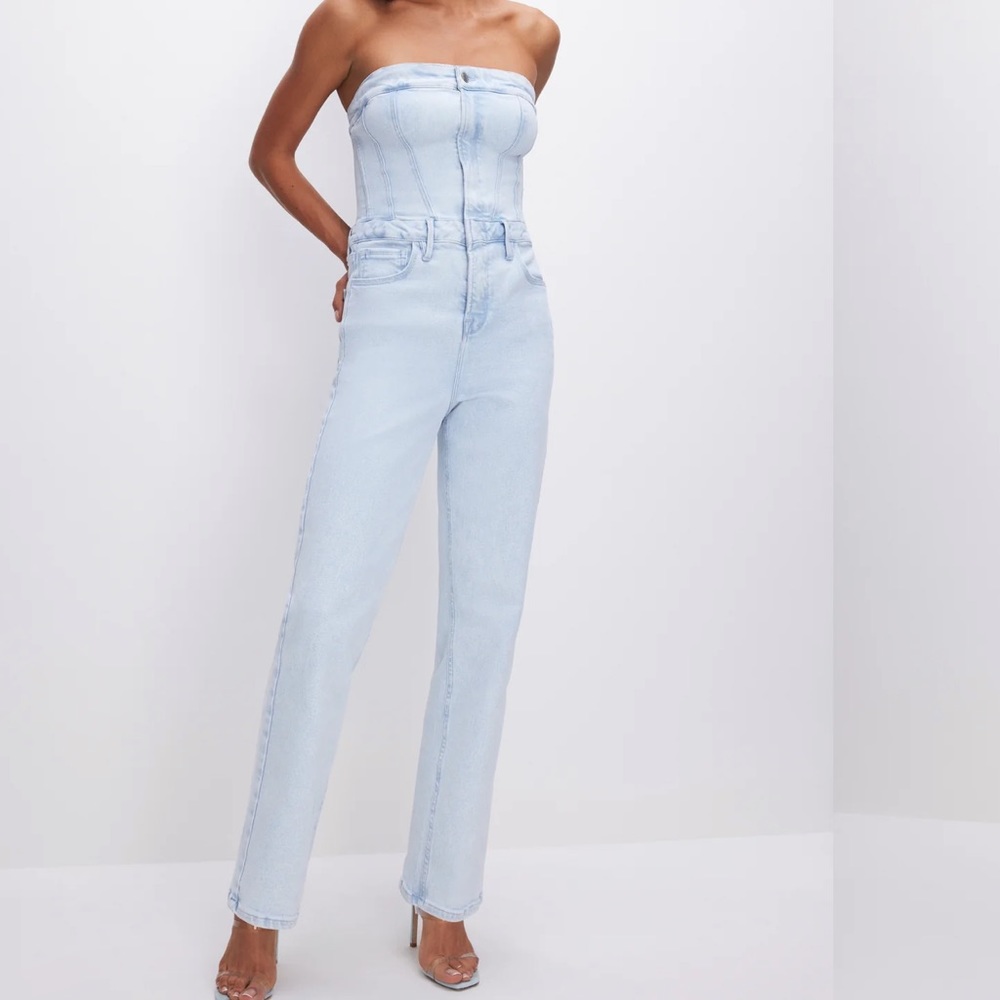 Strapless denim jumper
